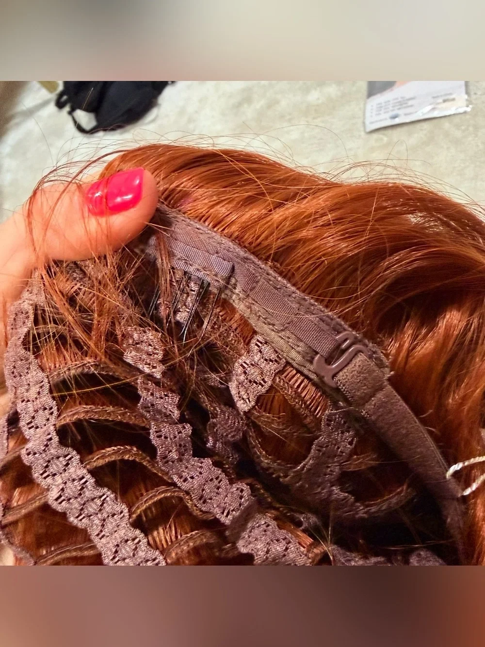 Red Long Women's Wig with bangs
